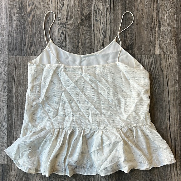 Club Monaco Top White and Silver Metallic Peplum Top Size Medium Spaghetti Strap - Picture 7 of 10